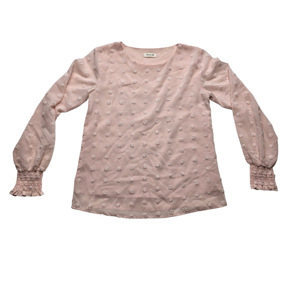 Blooming Jelly Swiss Dot Sheer Blouse Blush‎ Pink Women’s S